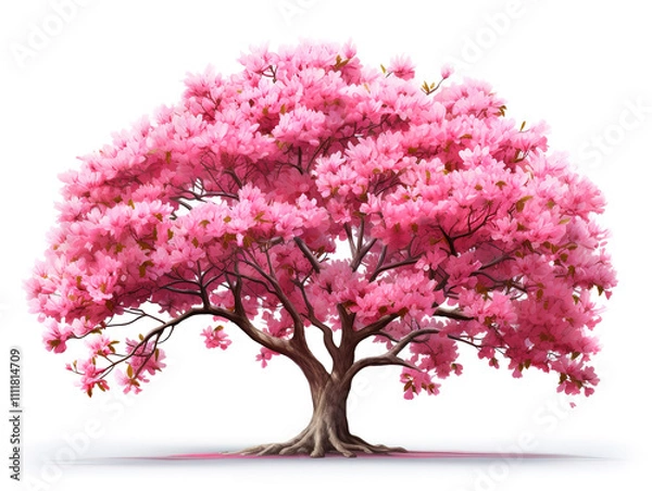 Fototapeta Unbelievable Pink sakura tree isolated on white background