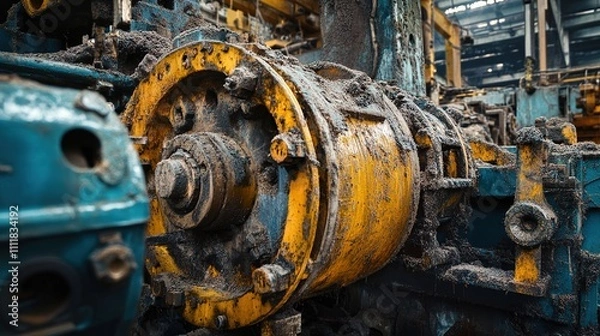 Fototapeta Routine machinery maintenance being performed to prevent future breakdowns.