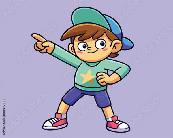 Obraz Cute Boy Dabbing Pose Cartoon Vector Illustration