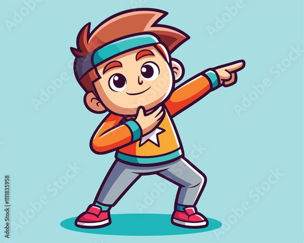 Obraz Cute Boy Dabbing Pose Cartoon Vector Illustration
