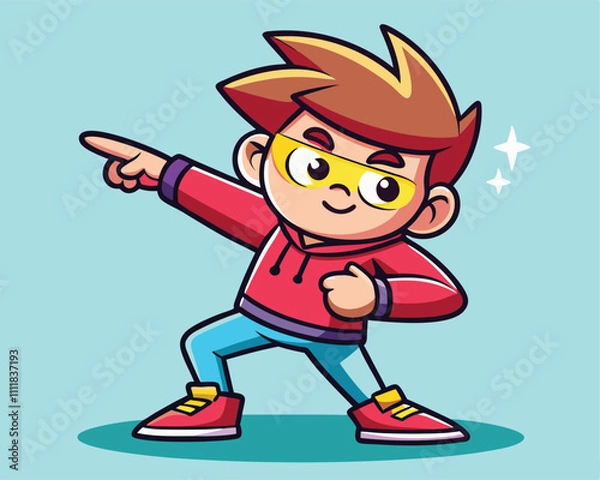 Obraz Cute Boy Dabbing Pose Cartoon Vector Illustration