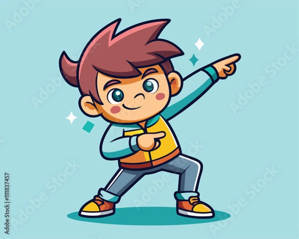 Obraz Cute Boy Dabbing Pose Cartoon Vector Illustration