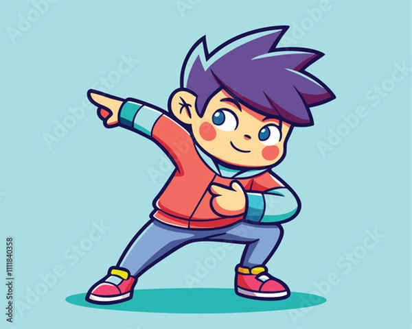 Obraz Cute Boy Dabbing Pose Cartoon Vector Illustration
