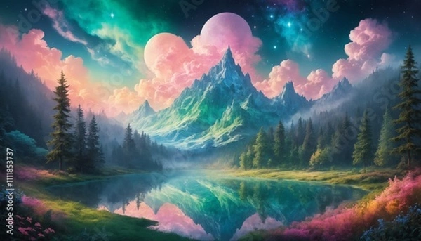 Obraz sunset in the mountains