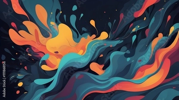 Fototapeta Vivid abstract design with flowing shapes and gradient color patterns illustration 