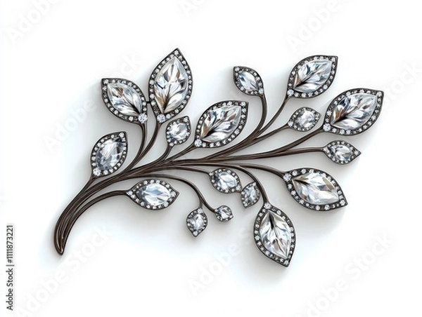 Obraz Elegant brooch featuring shimmering leaves and sparkling gemstones, perfect for adding a touch of glamour to any outfit.