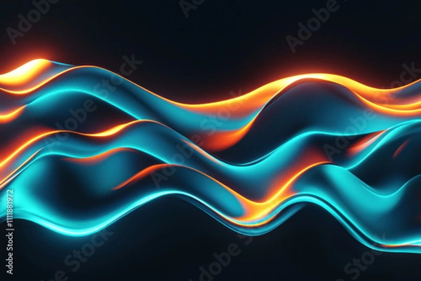 Fototapeta Abstract glowing neon wavy lines background.