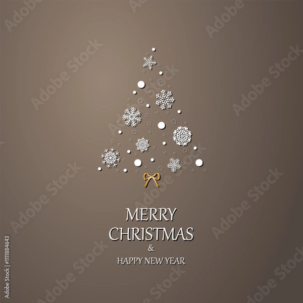 Obraz Christmas and New Year. Vector greeting cards, Vector snowflakes in the shape of a Christmas tree