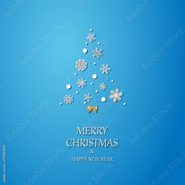 Obraz Christmas and New Year. Vector greeting cards, Vector snowflakes in the shape of a Christmas tree