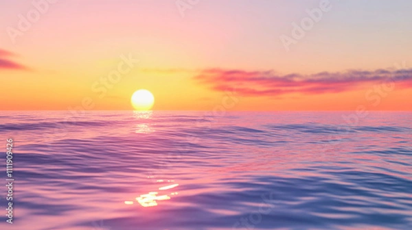 Fototapeta Beautiful sunrise over the ocean creating a captivating gradient of colors on the water