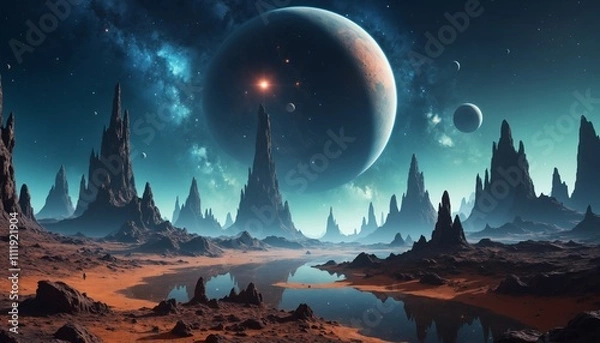 Obraz landscape with moon