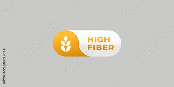 Obraz High fiber label or High fiber sign design element vector. High fiber icon for product packaging design element. High fiber label for packaging design element.