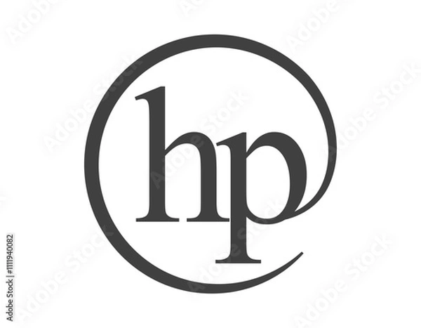 Fototapeta HP logo from two letter with circle shape email sign style. H and P round logotype of business company