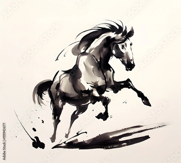Fototapeta 馬の水墨画