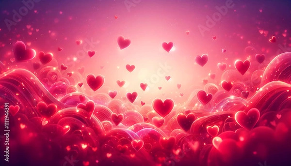 Obraz Valentine's Day background with red hearts