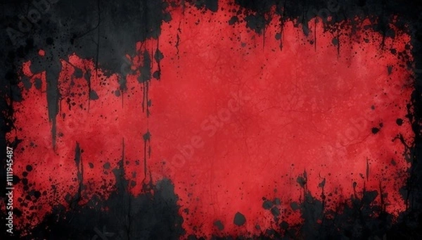 Fototapeta distressed red and black grunge texture background vintage horror theme abstract
