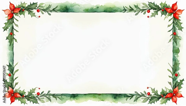 Fototapeta Beautiful christmas card frame or menu card with copy space