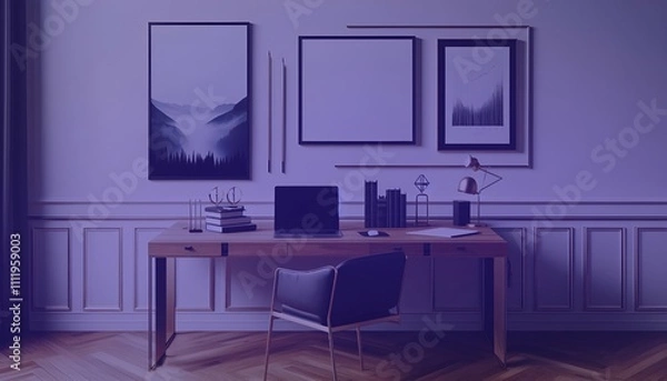 Fototapeta Frame mockup, ISO A paper size. Living room wall poster mockup. Interior mockup with house background. Modern interior design. 3D render. Modern Minimalist Frame and Blank Poster Background Design 