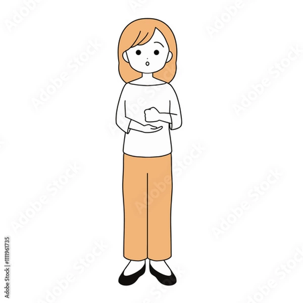 Obraz 納得する若い女性のイラスト　全身