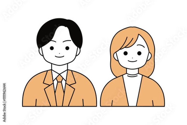 Obraz 笑顔のビジネスパーソンのイラスト　上半身