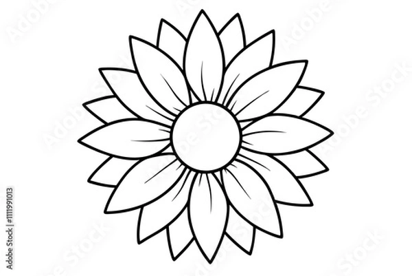 Obraz A simple Bright Sunflower line art vector white background