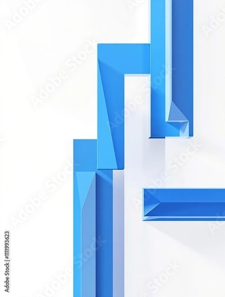 Obraz blue rectangle shapes with triangular accents on a minimalist background, color, shape, design