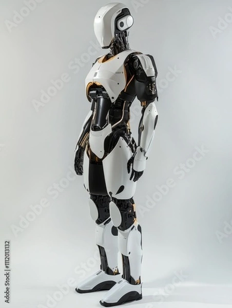 Obraz Humanoid Robot Innovation in Technology Showcase - Humanoid robot displaying advanced design features, representing technology, innovation, robotics, automation, and the future of design.