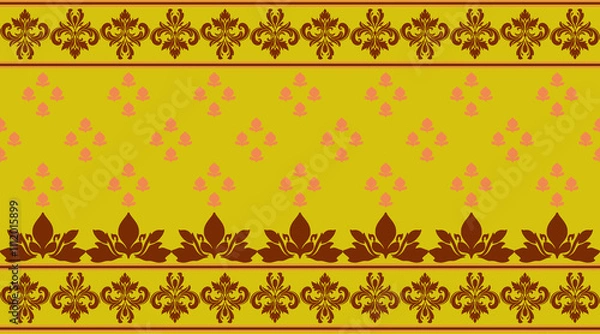 Fototapeta Damask seamless pattern with ornament. Great for  Wallpaper design, paper wrapping, background, fabric.
