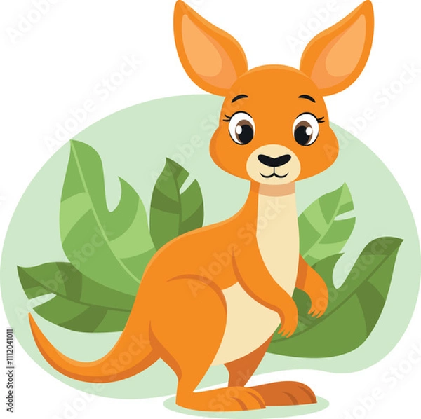 Obraz Cute Australian animal kangaroo vector illustration for kids	