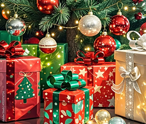 Obraz christmas background with gift boxes