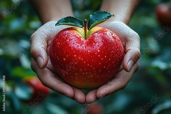 Obraz A person is holding a red apple in their hand