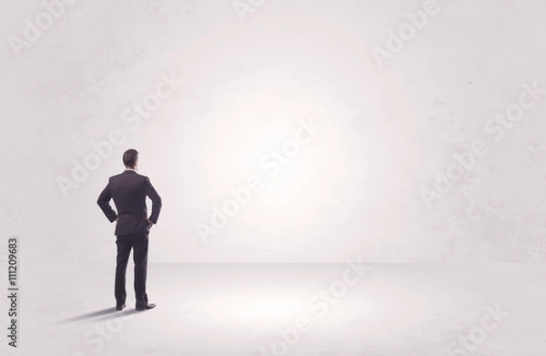 Fototapeta Finance worker standing in pure nothing