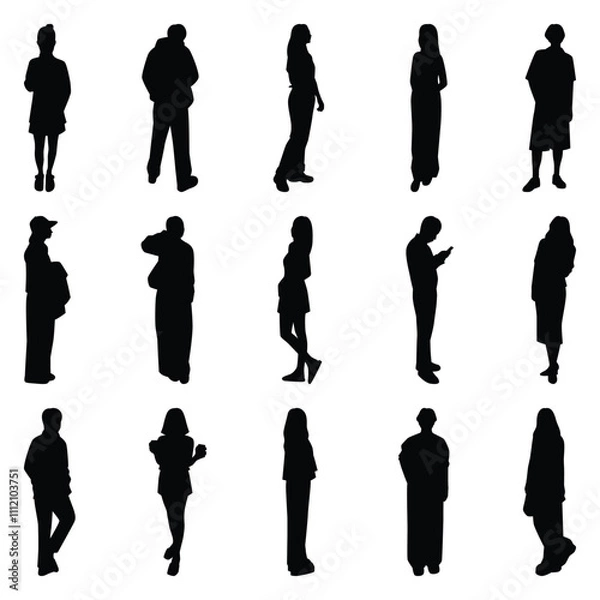 Obraz Vector collection set of individual people silhouettes.	
