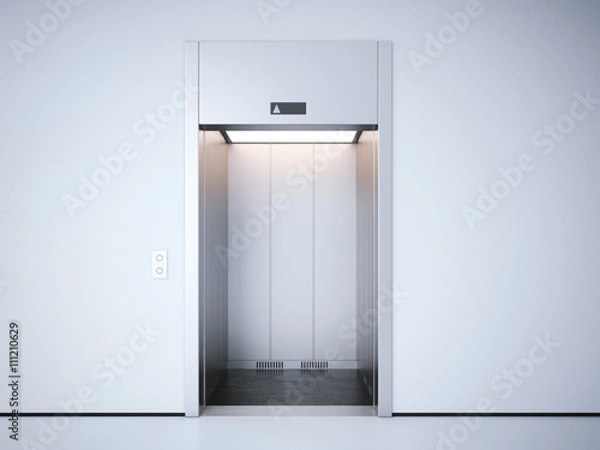 Fototapeta Nowoczesna winda z otwieranymi drzwiami. Renderowanie 3d