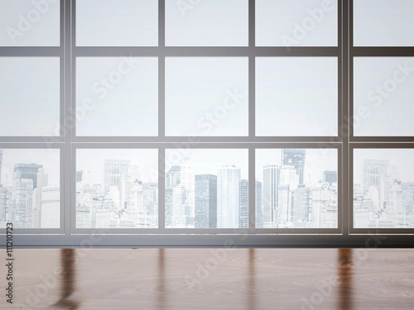 Obraz Office table and window. 3d rendering