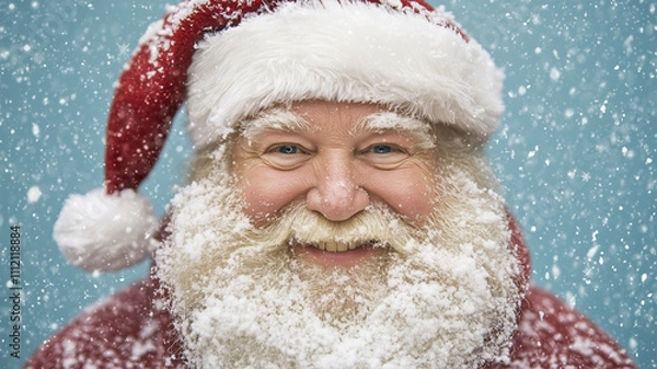 Fototapeta 雪が舞う中のサンタクロースの笑顔