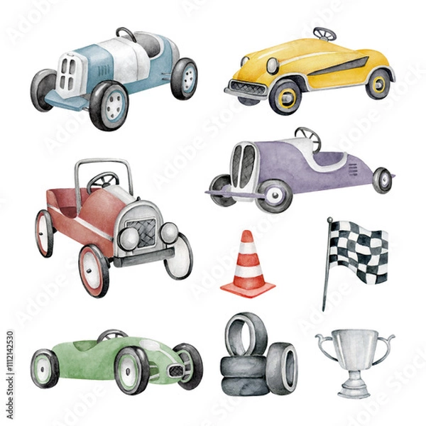Obraz set of vintage sports cars. retro transport