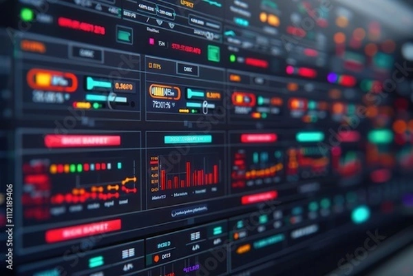 Fototapeta Battery replacement restores energy. Data visualization on digital display