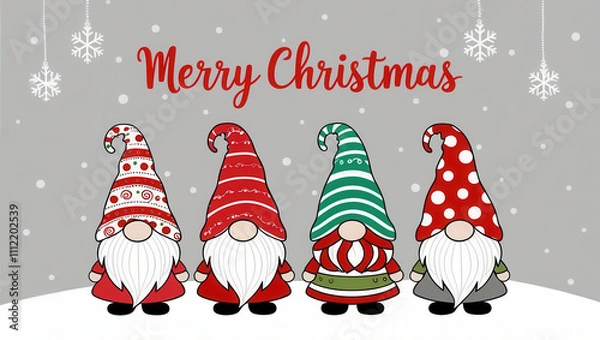 Obraz Charming Gnome Friends: A Delightful Christmas Greeting