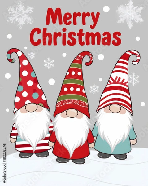 Obraz Charming Gnome Friends: A Delightful Christmas Greeting