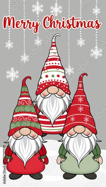 Obraz Charming Gnome Friends: A Delightful Christmas Greeting