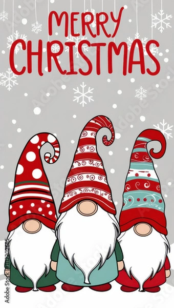 Obraz Charming Gnome Friends: A Delightful Christmas Greeting
