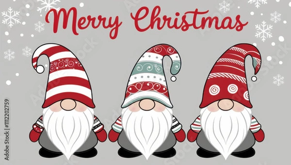 Obraz Charming Gnome Friends: A Delightful Christmas Greeting
