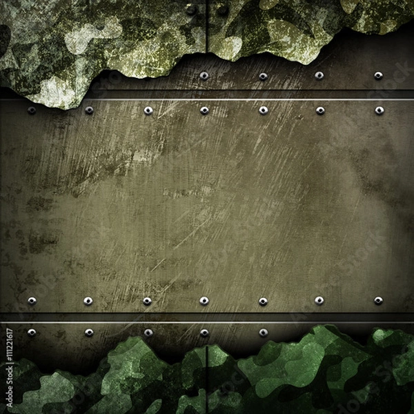 Obraz cracked metal plate with army pattern