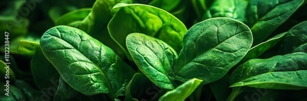 Fototapeta Close-up of fresh spinach leaves nature high-resolution photograph vibrant greens detailed top view for health enthusiasts
