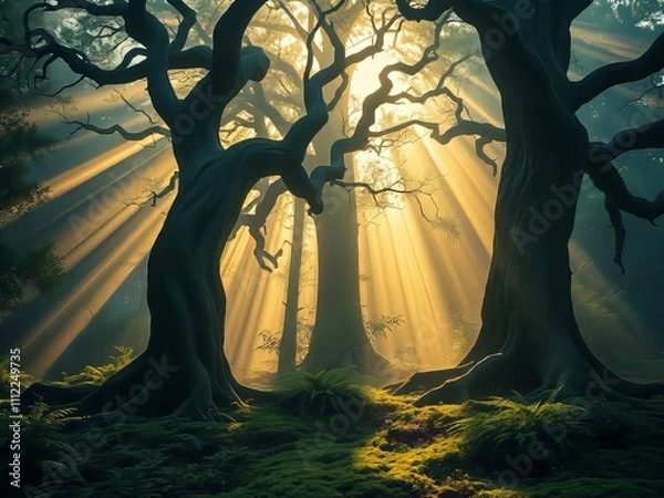 Fototapeta Deep Forest Mood - Atmospheric AI Art -  Mystical Landscape