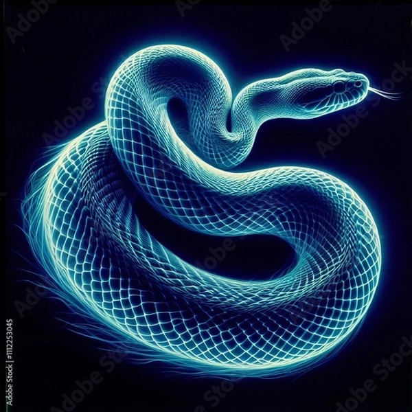 Fototapeta Luminogram Photogram An image of a snake with its outline glowin