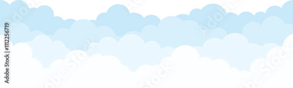 Obraz Blue clouds layer border, vector cut out isolated with on transparent background.