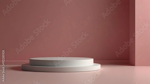Fototapeta empty stage round isolated on pink background