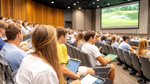 Obraz University lecture hall with students watching a projection